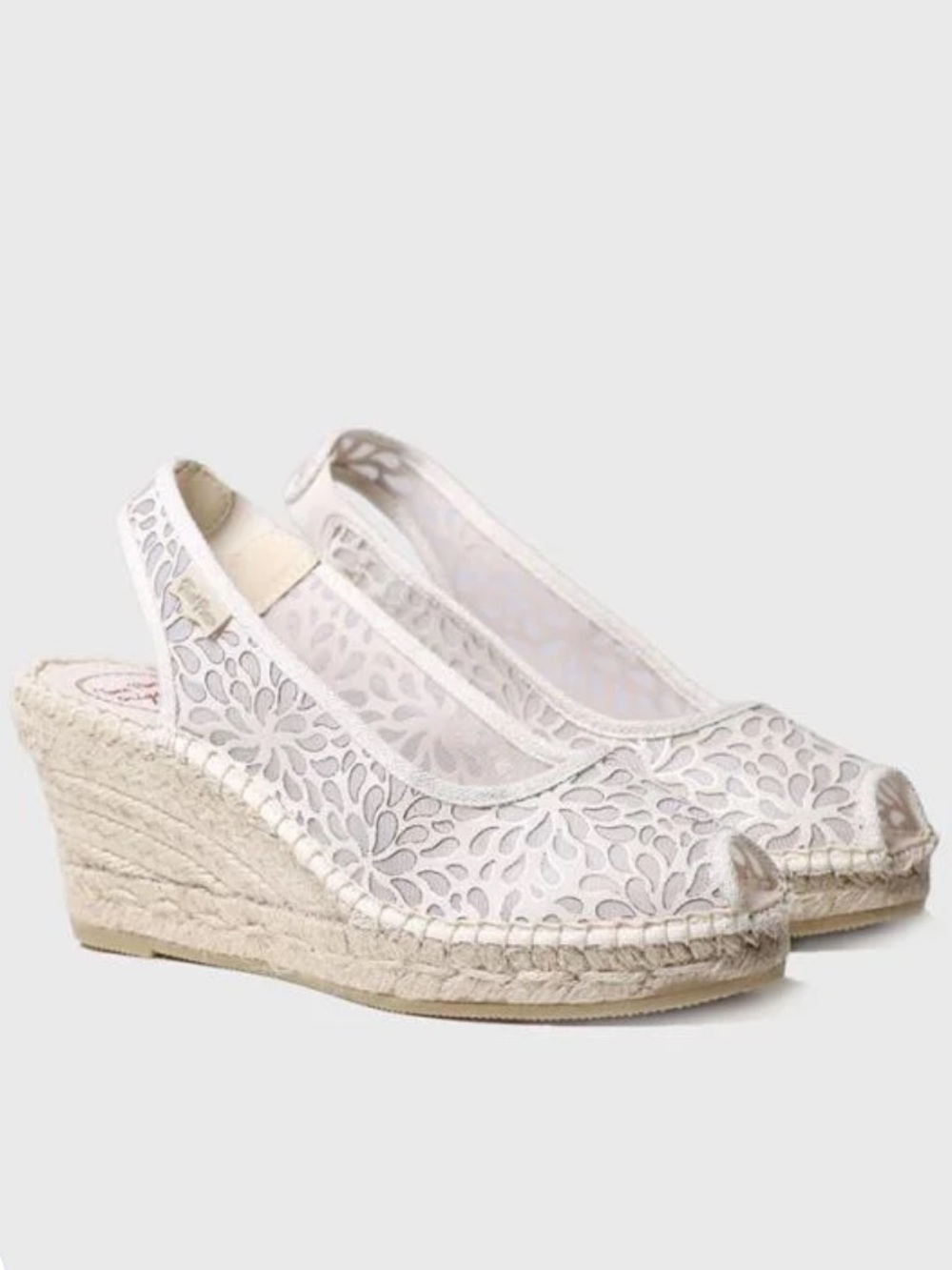 Floral Espadrille Wedge Slingback Peep Toe Toni Pons 39 8/8.5